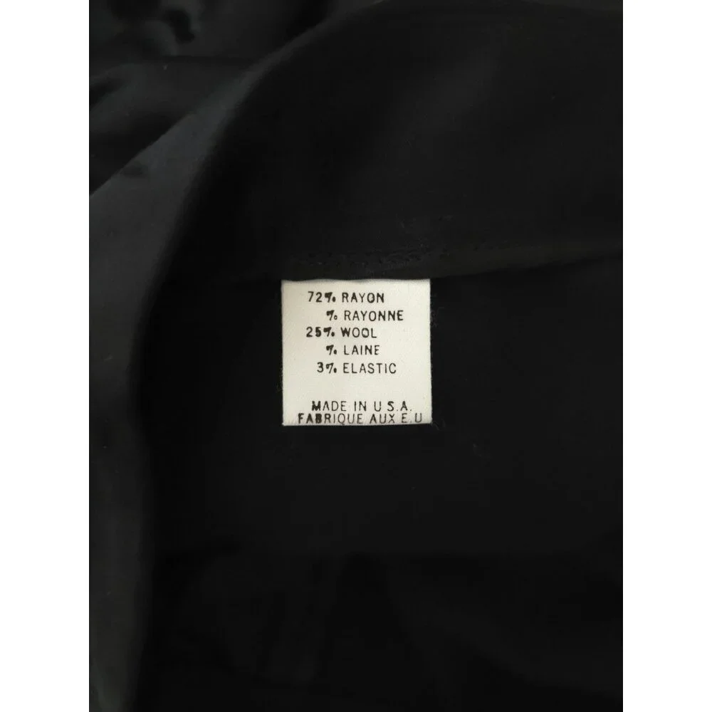 Theory Satin Black Gathered Ruched Rayon-Wool Blend Pencil Skirt Sz 6 - USA - Picture 6 of 7